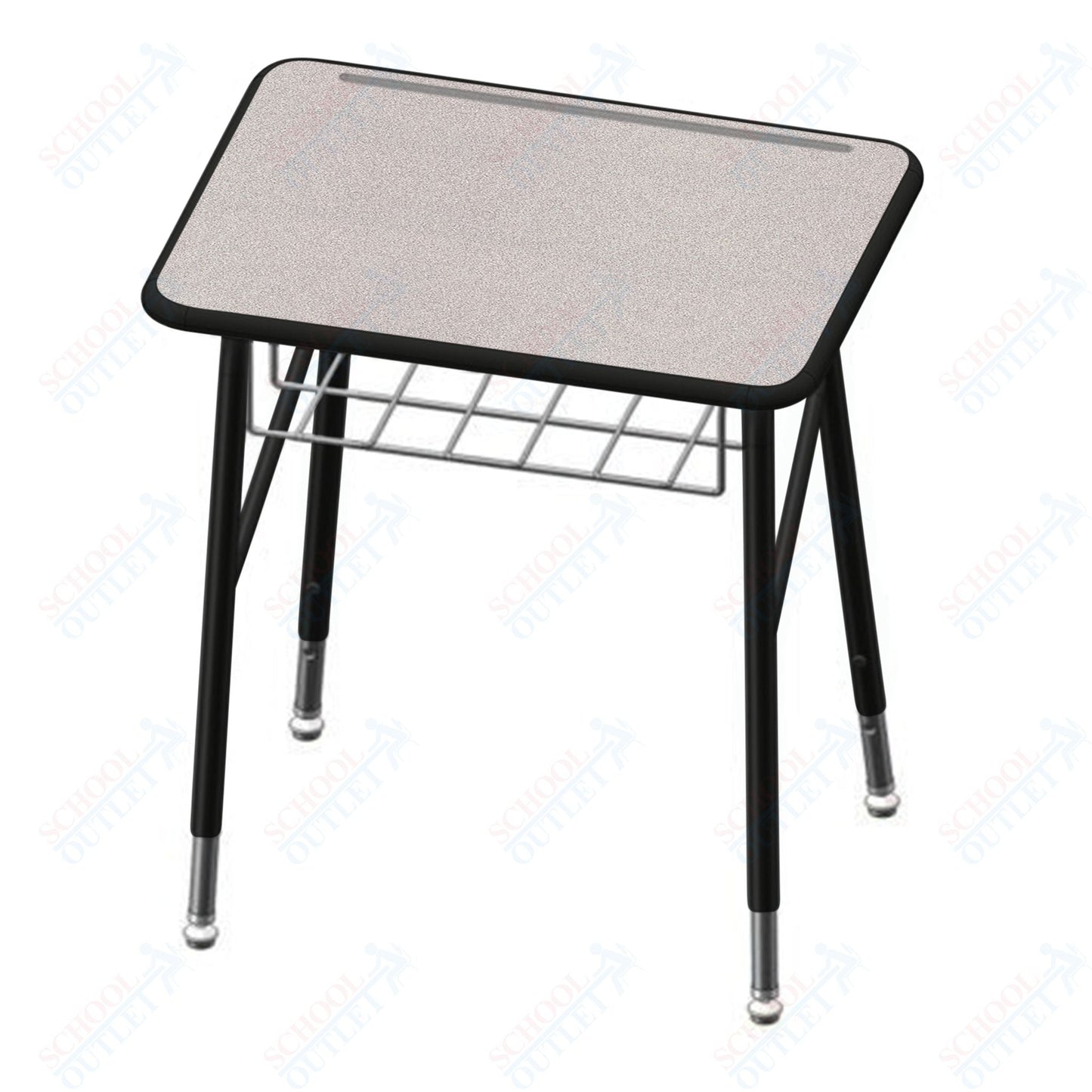 USA Capitol Aptitude Insight Desk, Adjustable Height 23.5" - 29.5", Hard Plastic Top and Wire Basket (440P) - SchoolOutlet