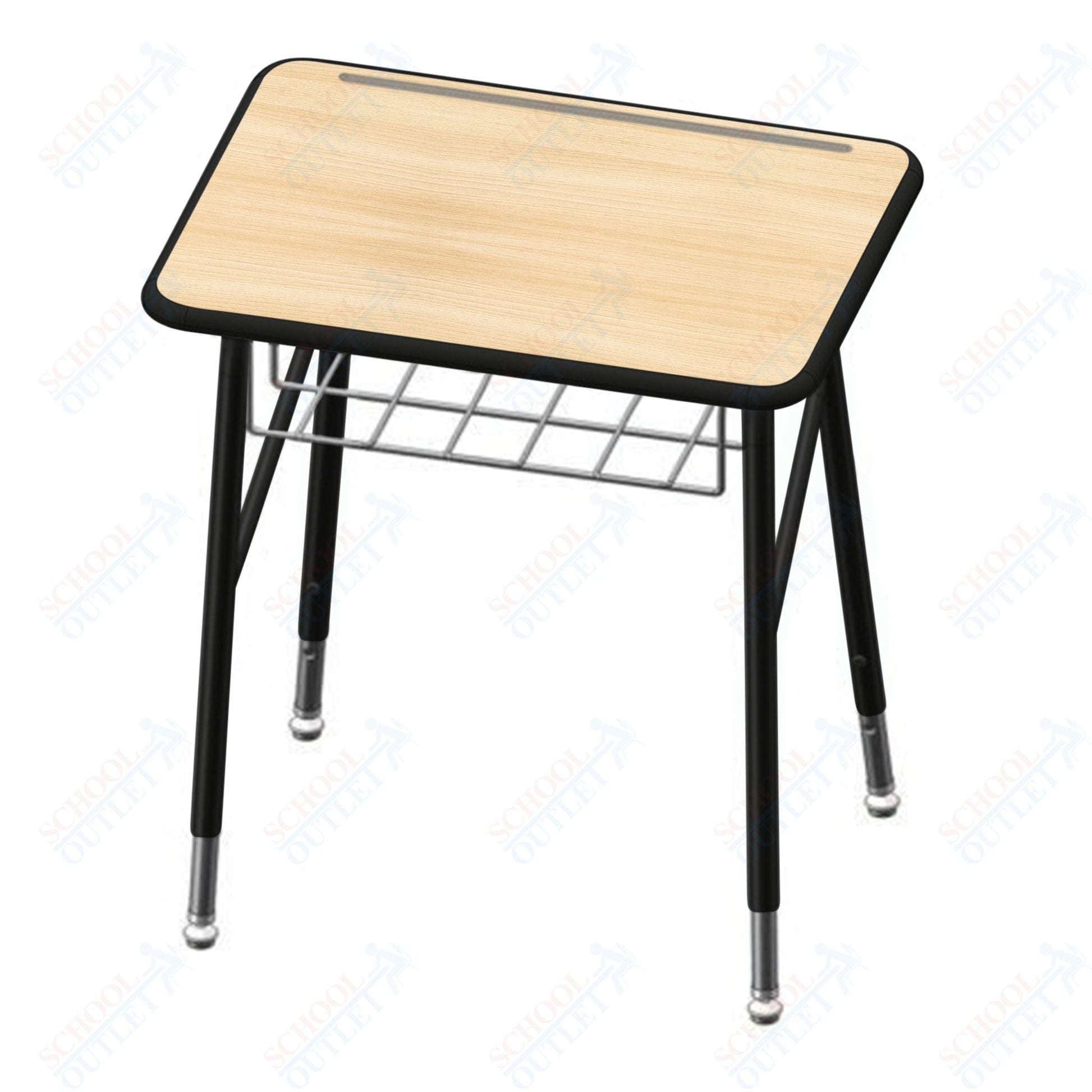 USA Capitol Aptitude Insight Desk, Adjustable Height 23.5" - 29.5", Hard Plastic Top and Wire Basket (440P) - SchoolOutlet