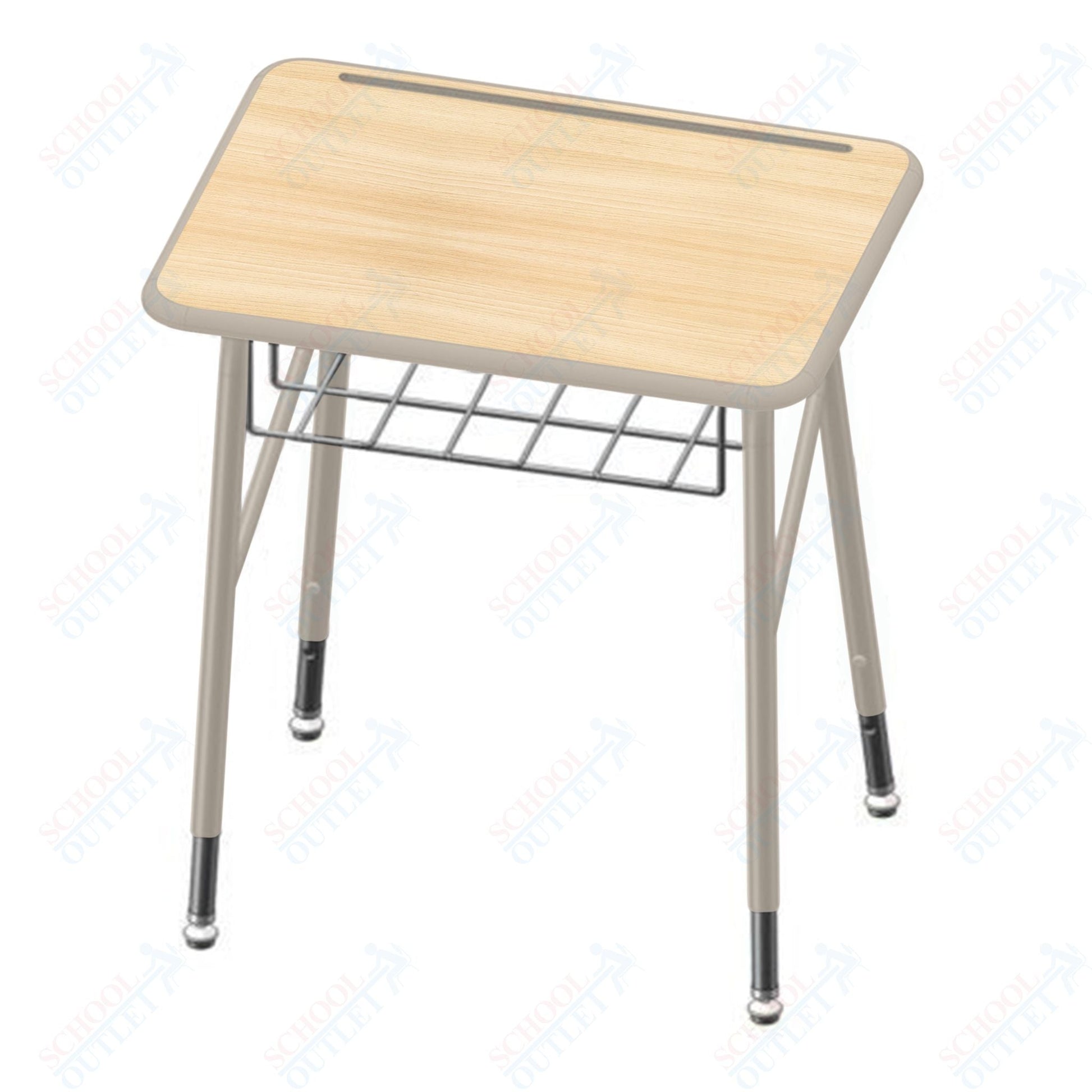 USA Capitol Aptitude Insight Desk, Adjustable Height 23.5" - 29.5", Hard Plastic Top and Wire Basket (440P) - SchoolOutlet