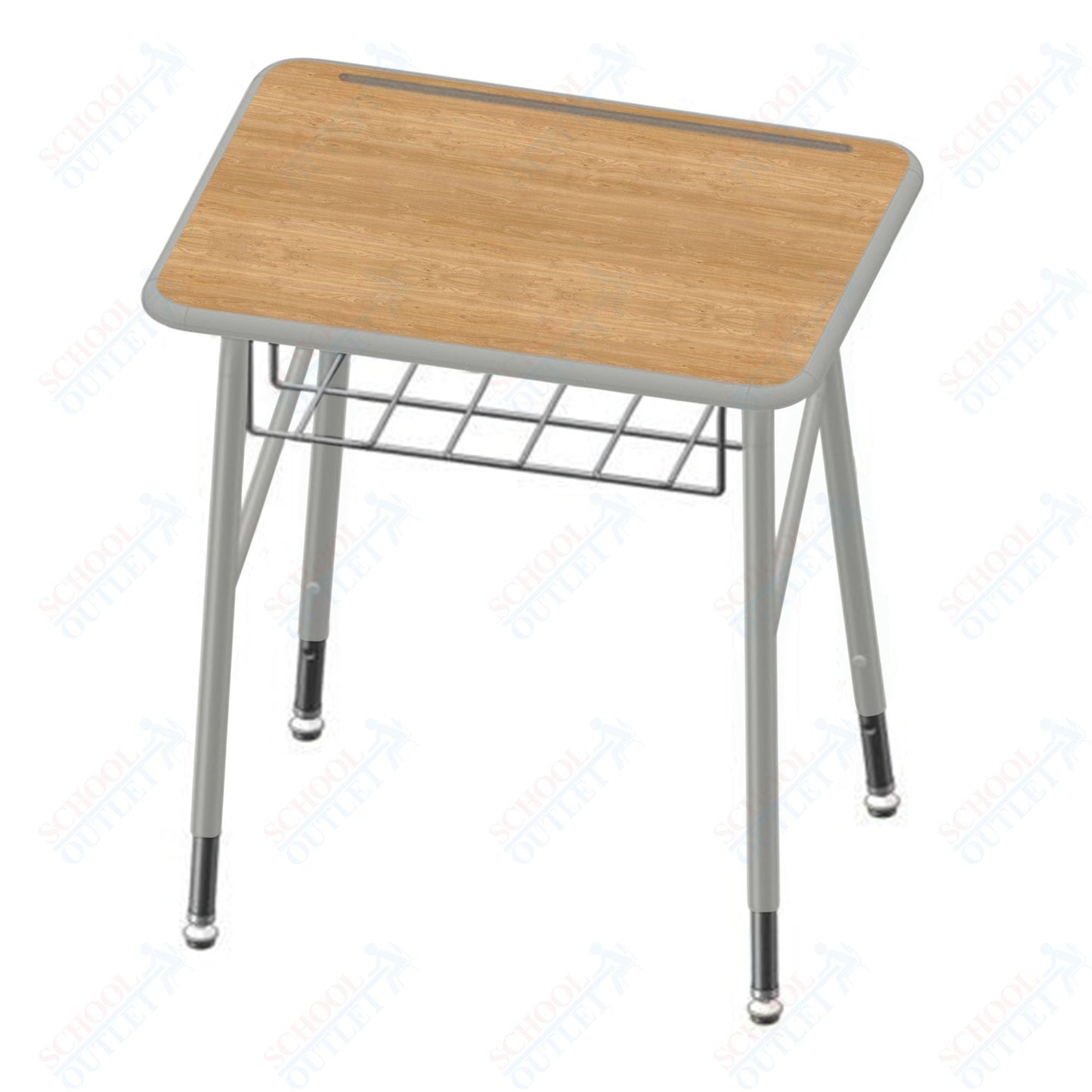 USA Capitol Aptitude Insight Desk, Adjustable Height 23.5" - 29.5", Hard Plastic Top and Wire Basket (440P) - SchoolOutlet