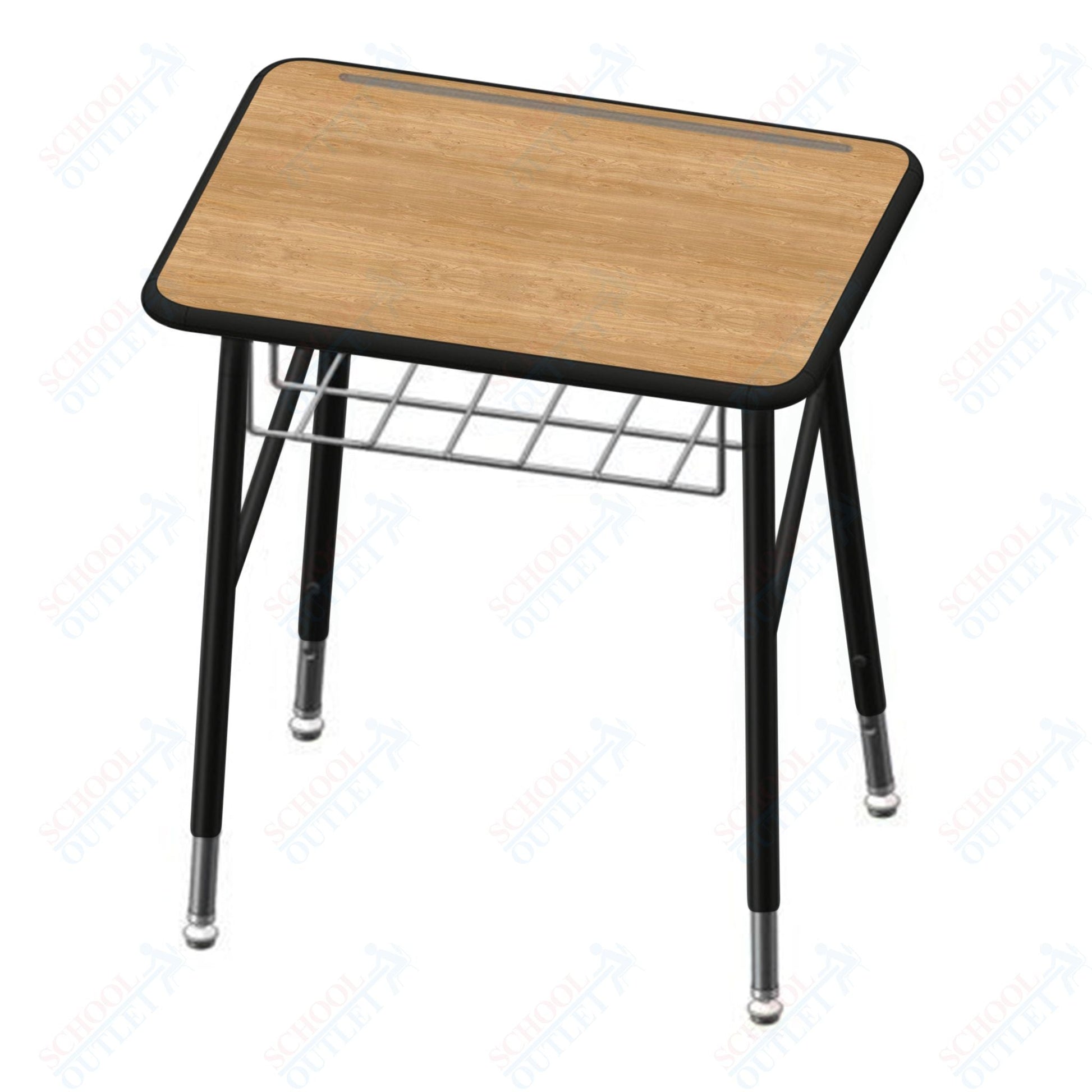 USA Capitol Aptitude Insight Desk, Adjustable Height 23.5" - 29.5", Hard Plastic Top and Wire Basket (440P) - SchoolOutlet