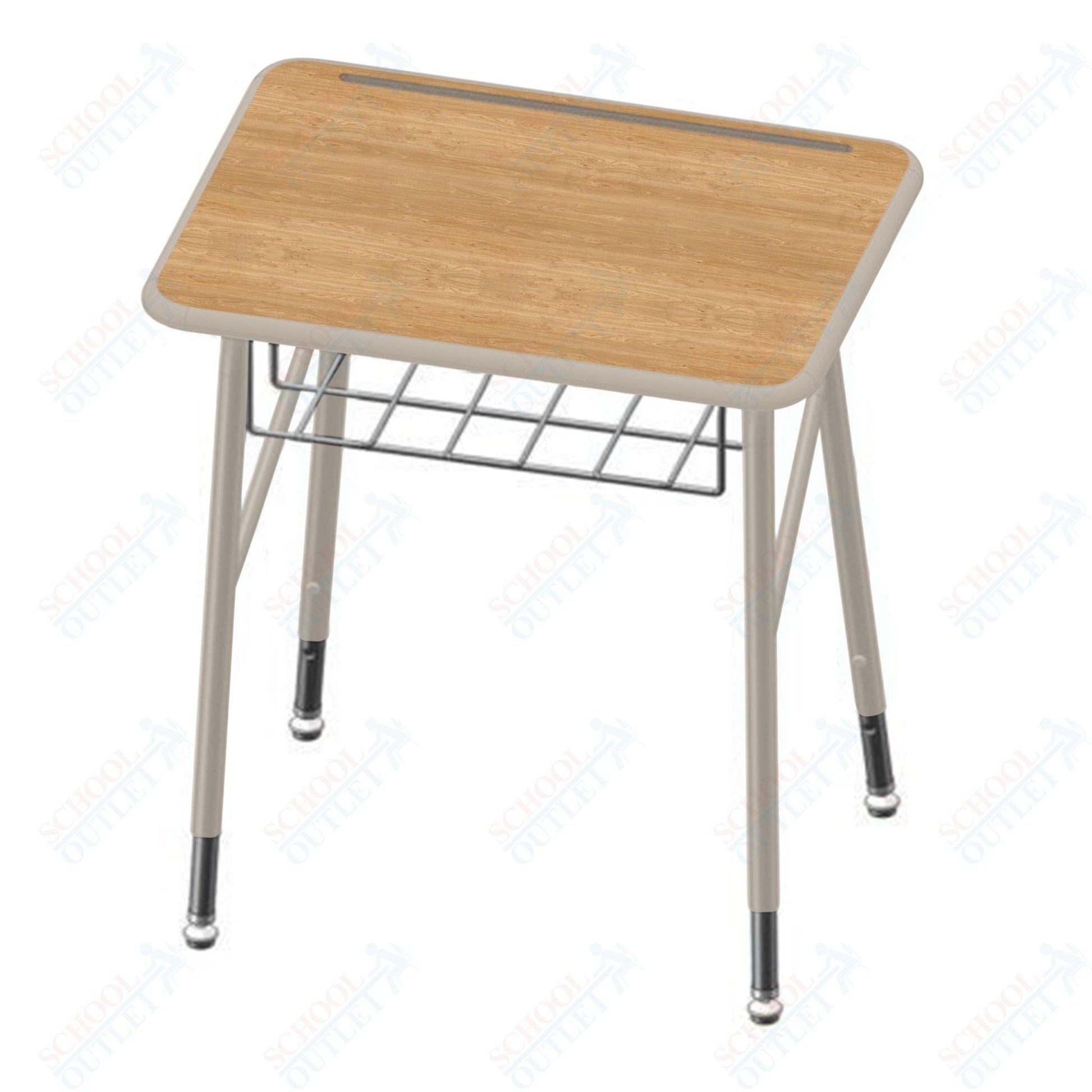 USA Capitol Aptitude Insight Desk, Adjustable Height 23.5" - 29.5", Hard Plastic Top and Wire Basket (440P) - SchoolOutlet