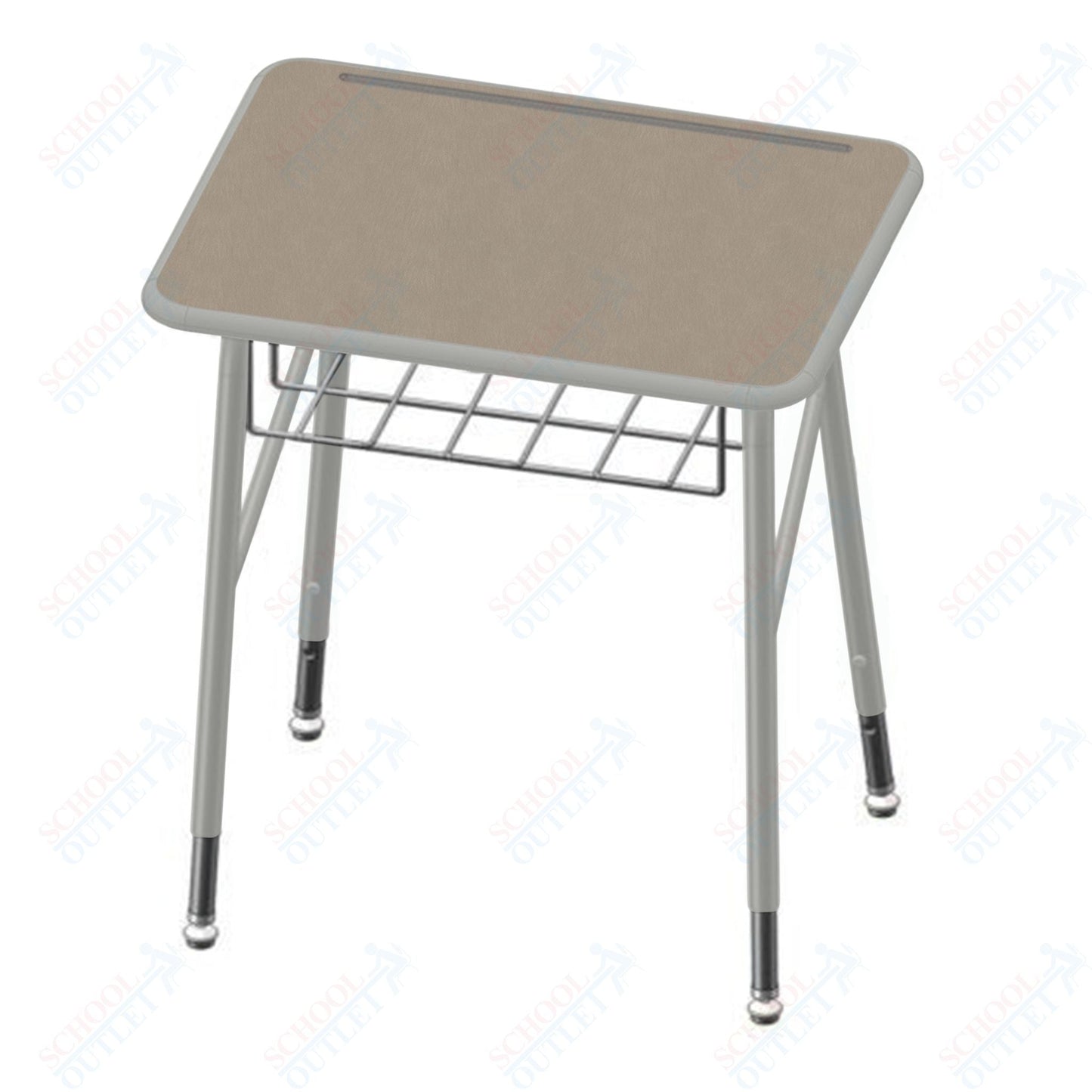 USA Capitol Aptitude Insight Desk, Adjustable Height 23.5" - 29.5", Hard Plastic Top and Wire Basket (440P) - SchoolOutlet