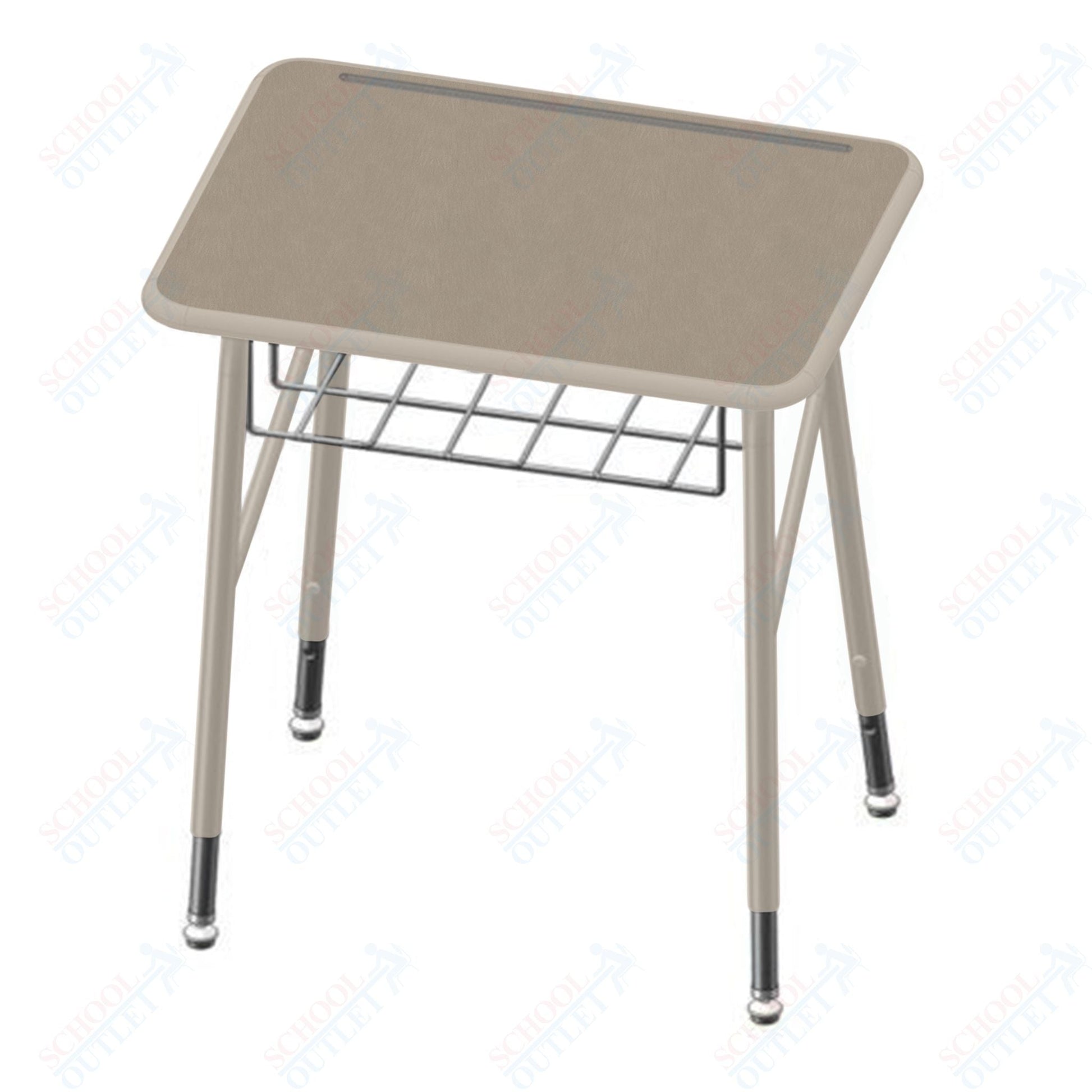 USA Capitol Aptitude Insight Desk, Adjustable Height 23.5" - 29.5", Hard Plastic Top and Wire Basket (440P) - SchoolOutlet