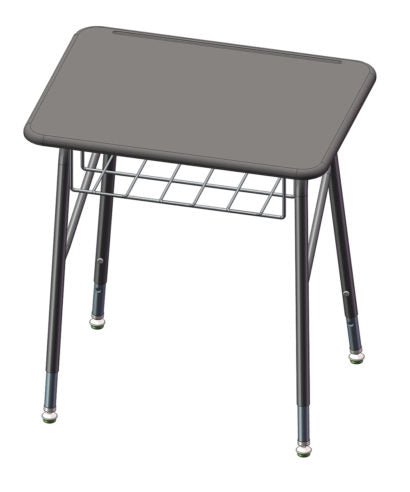 USA Capitol Aptitude Insight Desk, Adjustable Height 23.5" - 29.5", Hard Plastic Top and Wire Basket (440P) - SchoolOutlet