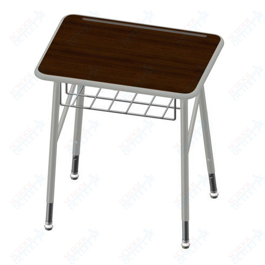 USA Capitol Aptitude Insight Desk, Adjustable Height 23.5" - 29.5", Hard Plastic Top and Wire Basket (440P) - SchoolOutlet