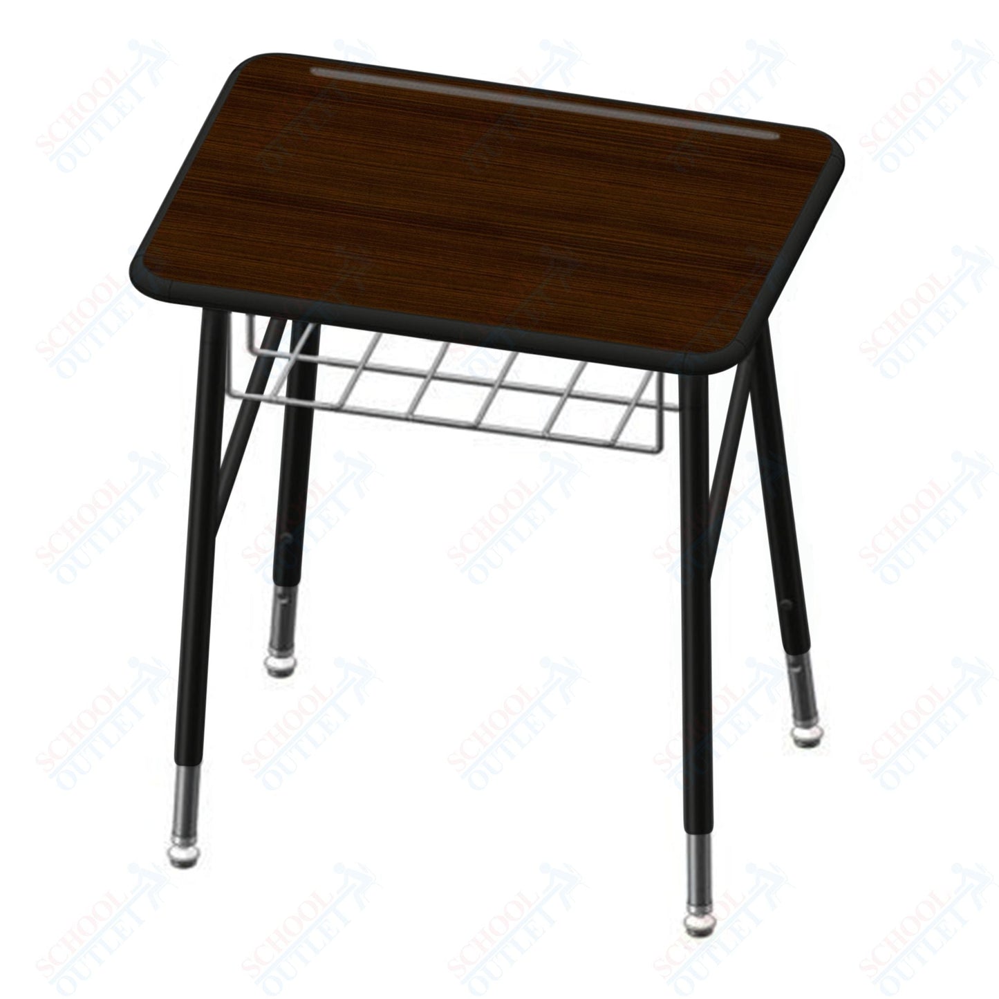 USA Capitol Aptitude Insight Desk, Adjustable Height 23.5" - 29.5", Hard Plastic Top and Wire Basket (440P) - SchoolOutlet