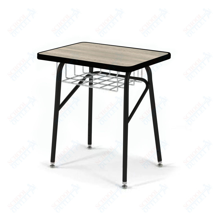 USA Capitol Aptitude Insight Desk, Adjustable Height 23.5" - 29.5", Laminate Top w/ Sprayed Edge and Wire Basket (440PSE) - SchoolOutlet