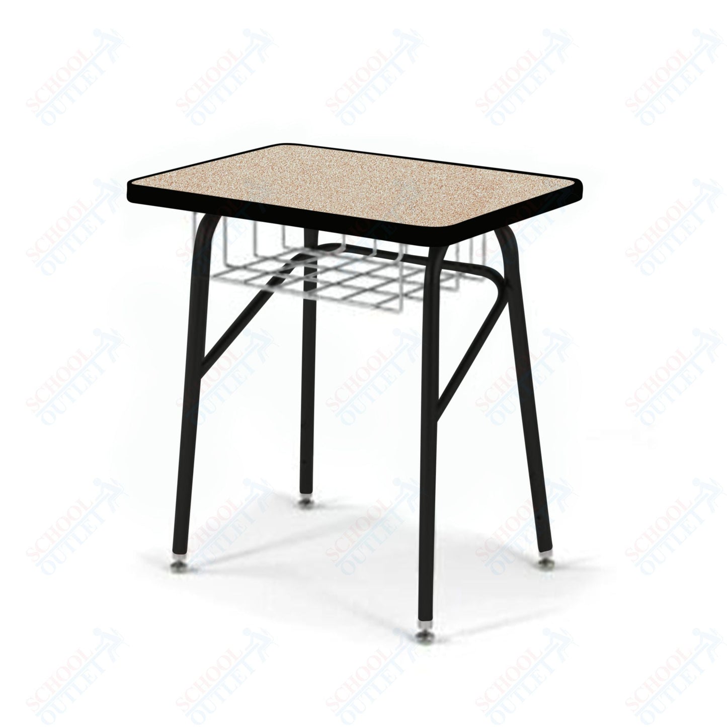 USA Capitol Aptitude Insight Desk, Adjustable Height 23.5" - 29.5", Laminate Top w/ Sprayed Edge and Wire Basket (440PSE) - SchoolOutlet