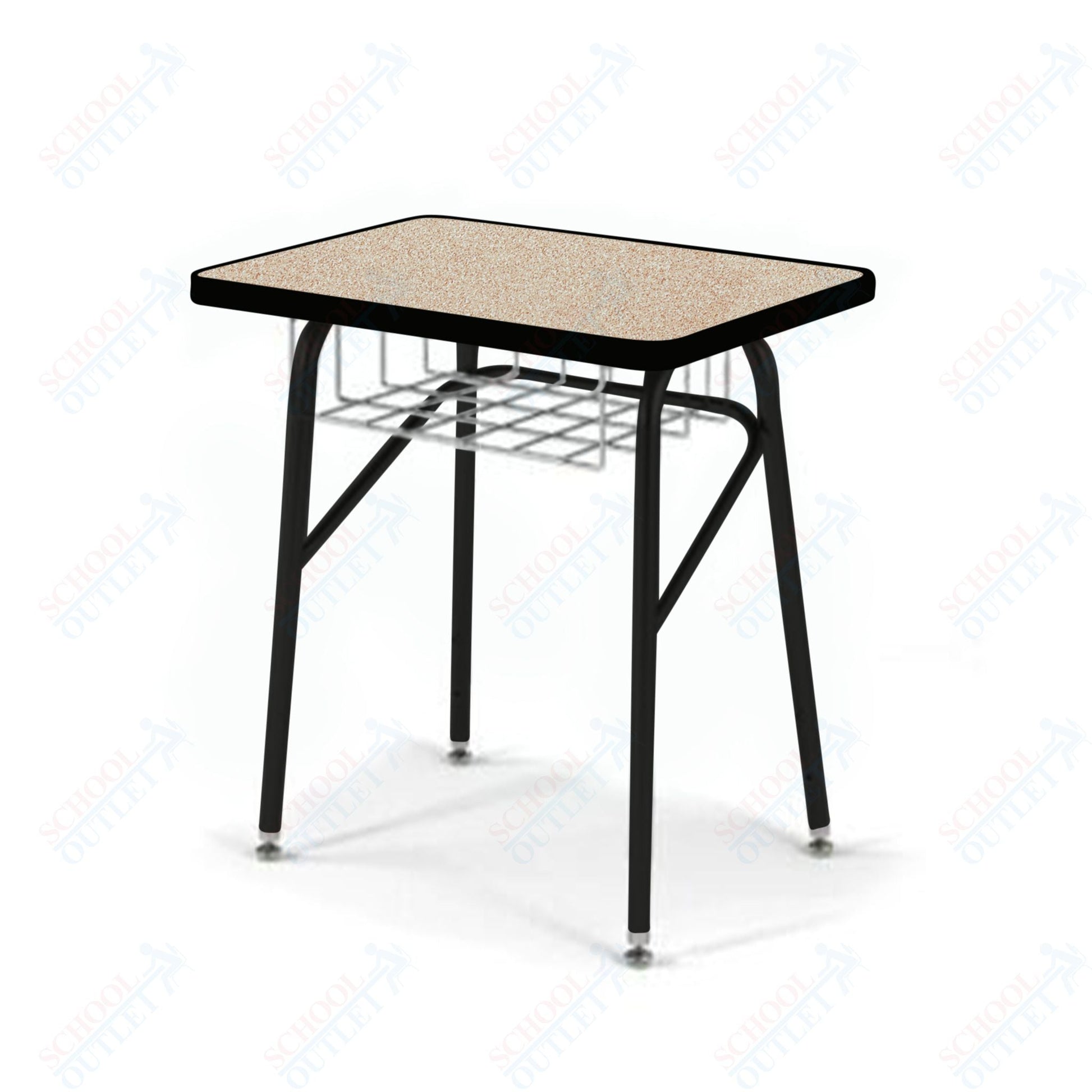 USA Capitol Aptitude Insight Desk, Adjustable Height 23.5" - 29.5", Laminate Top w/ Sprayed Edge and Wire Basket (440PSE) - SchoolOutlet