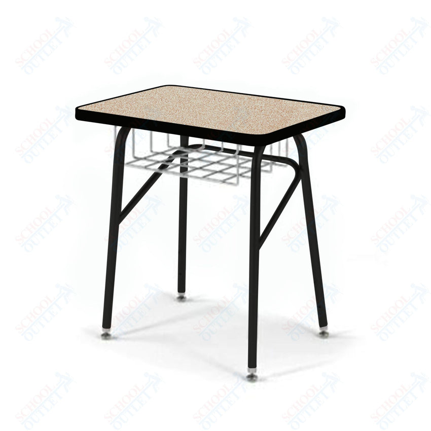 USA Capitol Aptitude Insight Desk, Adjustable Height 23.5" - 29.5", Laminate Top w/ Sprayed Edge and Wire Basket (440PSE) - SchoolOutlet