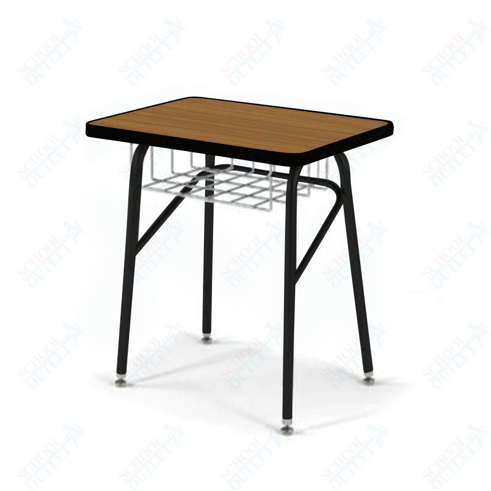 USA Capitol Aptitude Insight Desk, Adjustable Height 23.5" - 29.5", Laminate Top w/ Sprayed Edge and Wire Basket (440PSE) - SchoolOutlet