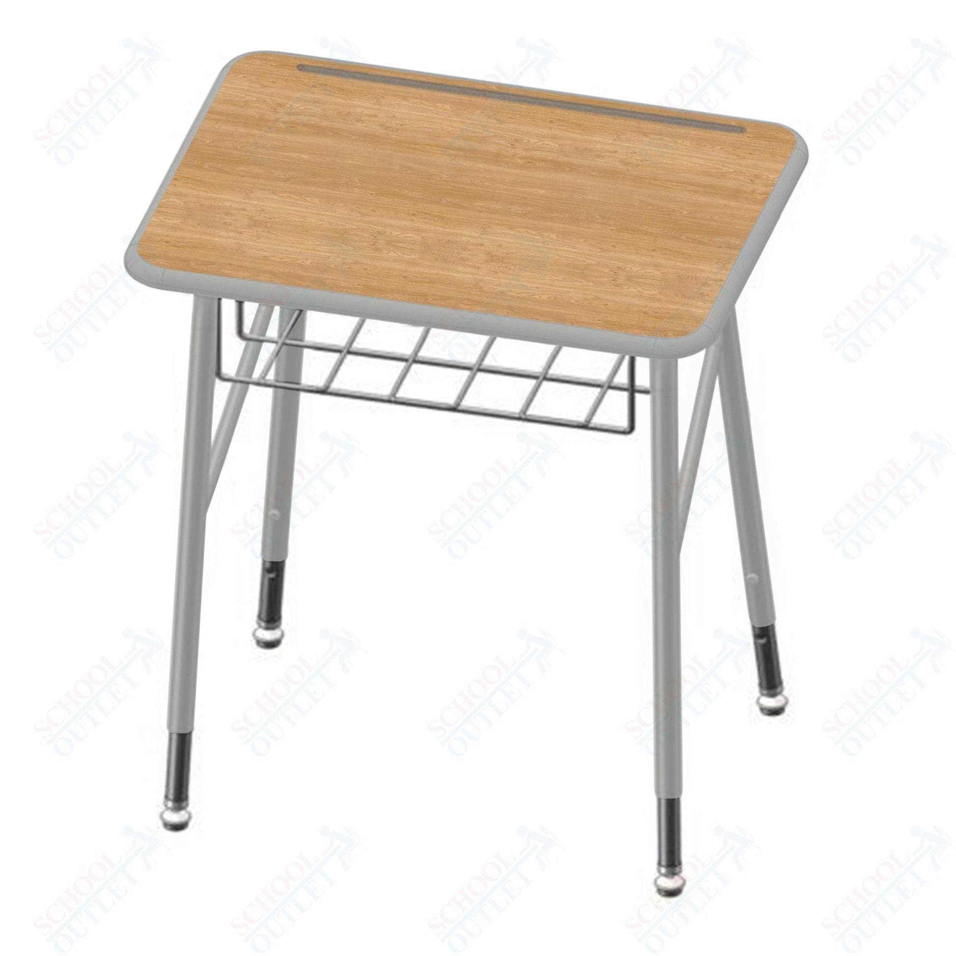 USA Capitol Aptitude Insight Desk, Fixed Height 29.5", Hard Plastic Top with Wire Basket (449) - SchoolOutlet