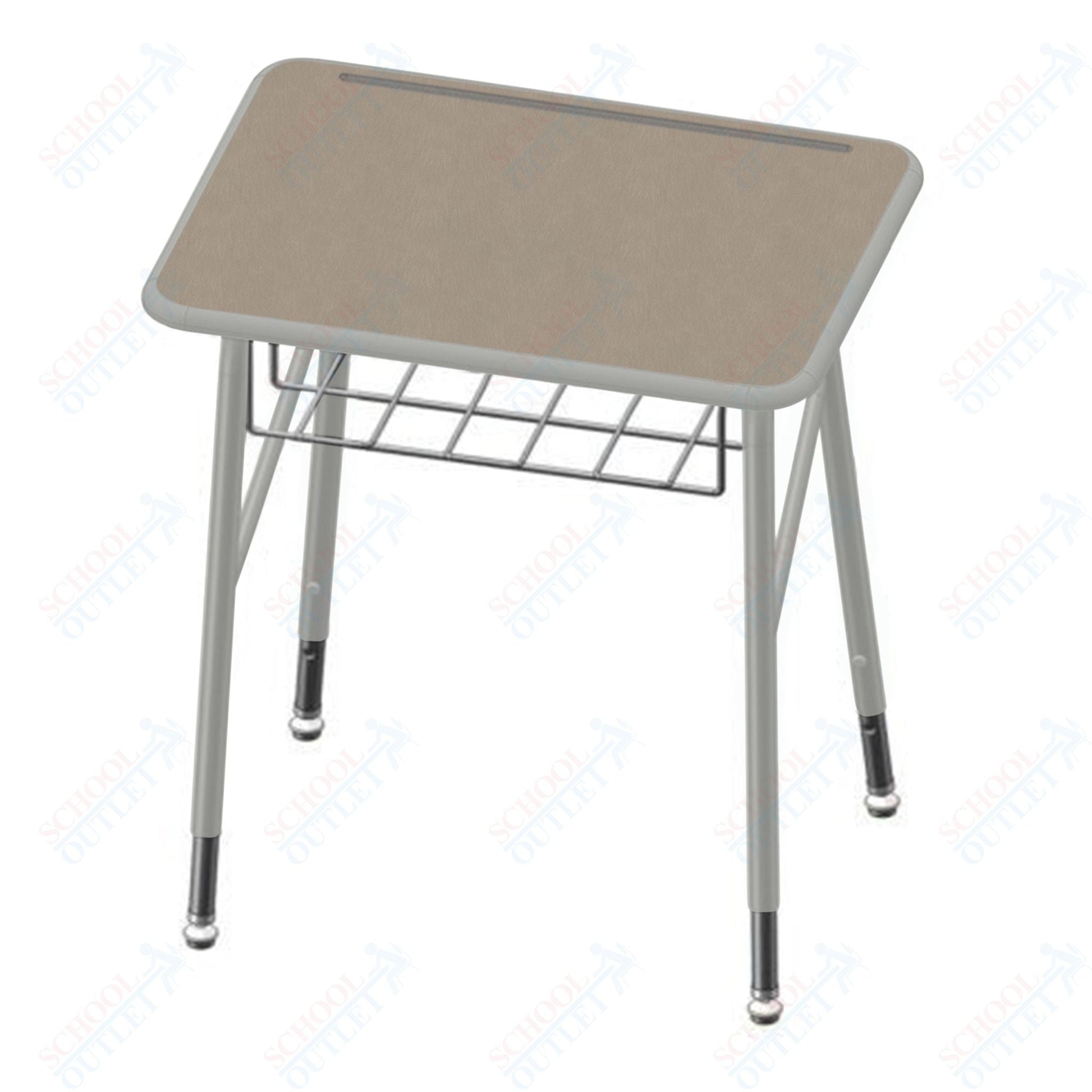 USA Capitol Aptitude Insight Desk, Fixed Height 29.5", Hard Plastic Top with Wire Basket (449) - SchoolOutlet