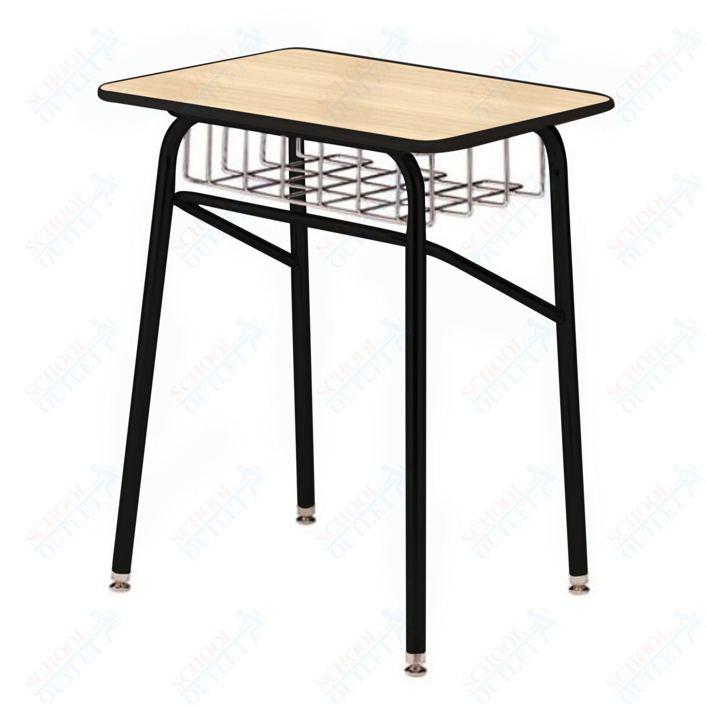 USA Capitol Aptitude Insight Desk, Fixed Height 29.5", Laminate Top w/ Sprayed Edge and Wire Basket (449SE) - SchoolOutlet