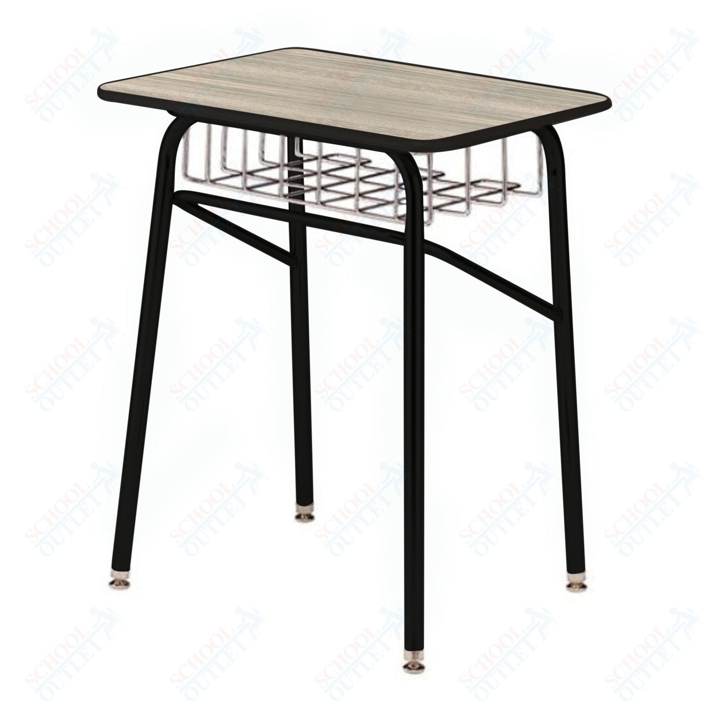 USA Capitol Aptitude Insight Desk, Fixed Height 29.5", Laminate Top w/ Sprayed Edge and Wire Basket (449SE) - SchoolOutlet