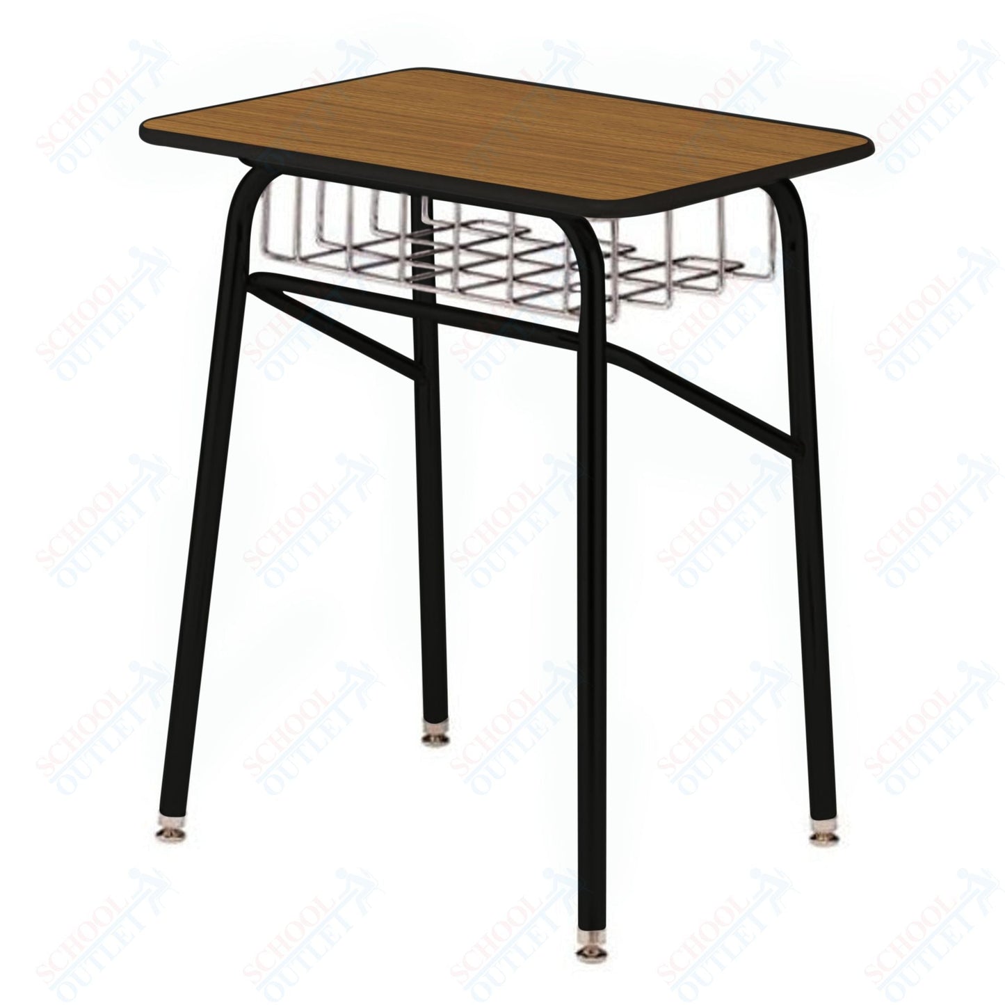 USA Capitol Aptitude Insight Desk, Fixed Height 29.5", Laminate Top w/ Sprayed Edge and Wire Basket (449SE) - SchoolOutlet