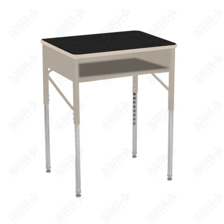 USA Capitol Aptitude Open Front Classroom Desk, Adjustable Height 22" - 33", Laminate Top w/ Sprayed Edge (470SE) - SchoolOutlet