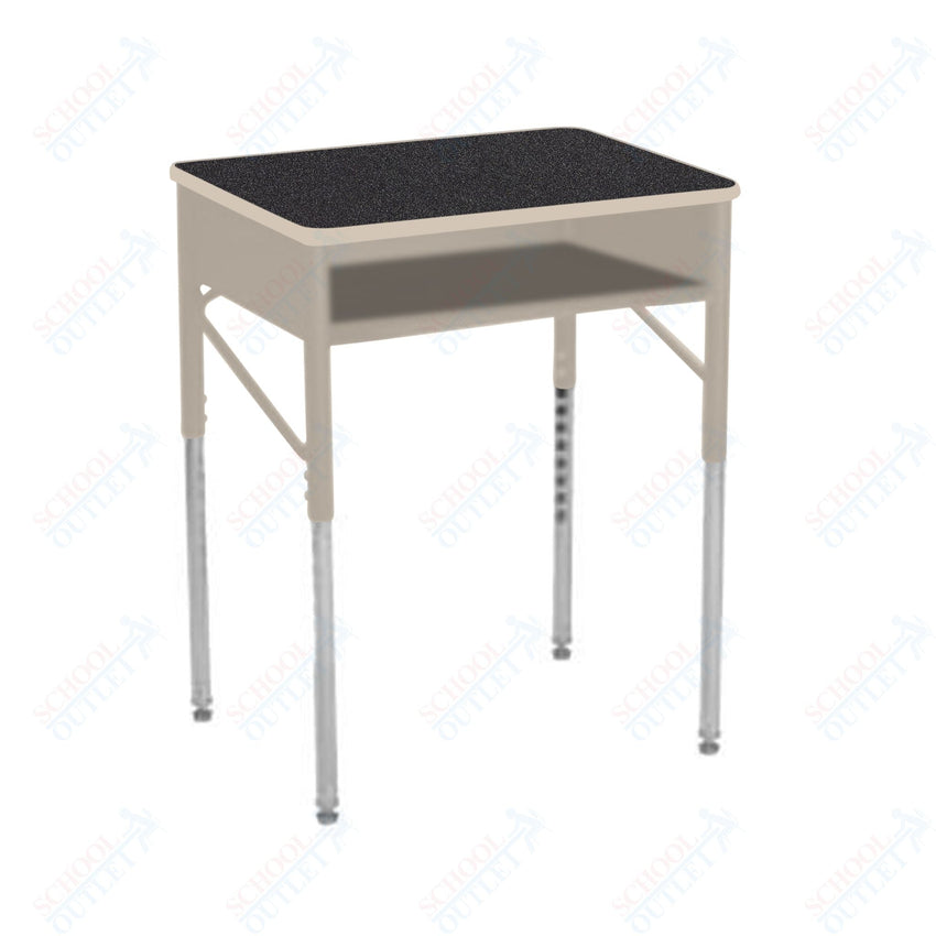 USA Capitol Aptitude Open Front Classroom Desk, Adjustable Height 22" - 33", Laminate Top w/ Sprayed Edge (470SE) - SchoolOutlet