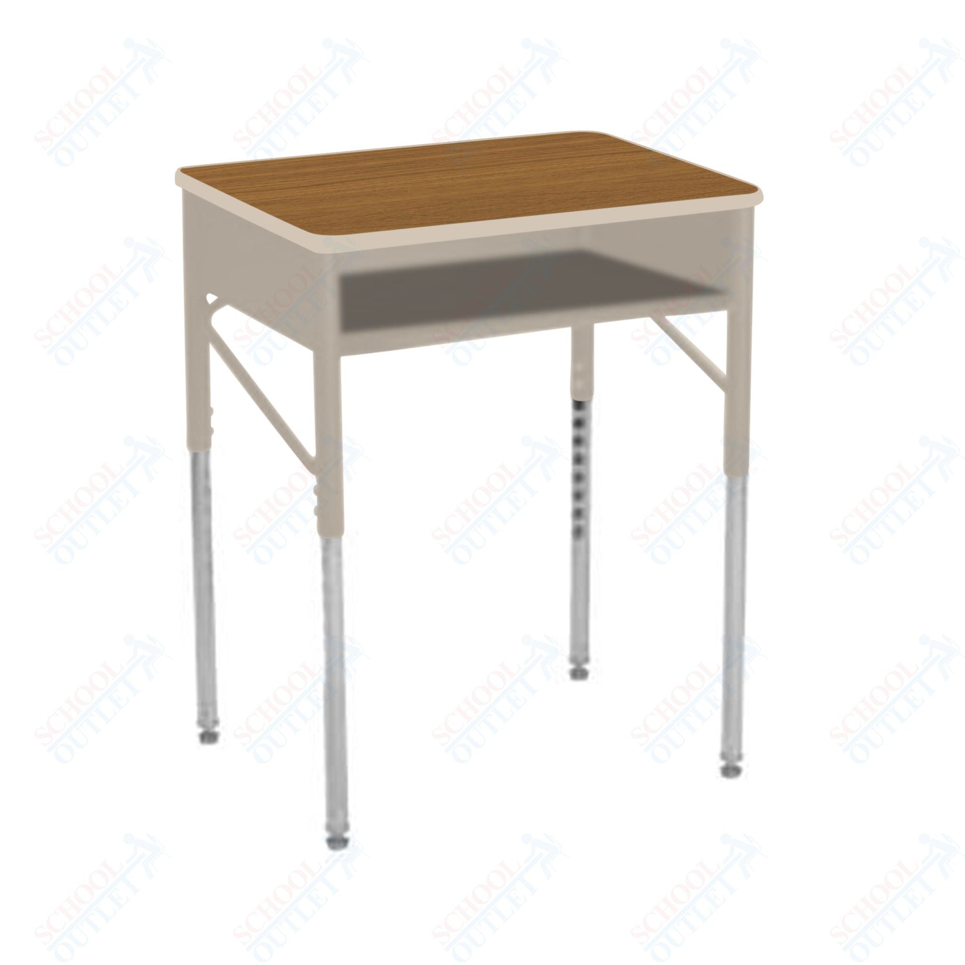 USA Capitol Aptitude Open Front Classroom Desk, Adjustable Height 22" - 33", Laminate Top w/ Sprayed Edge (470SE) - SchoolOutlet