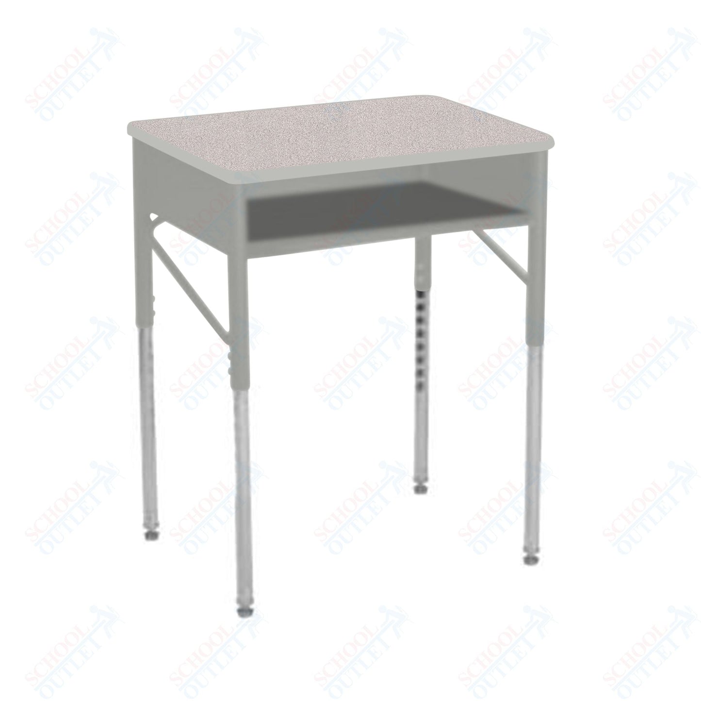 USA Capitol Aptitude Open Front Classroom Desk, Adjustable Height 22" - 33", Laminate Top w/ Sprayed Edge (470SE) - SchoolOutlet