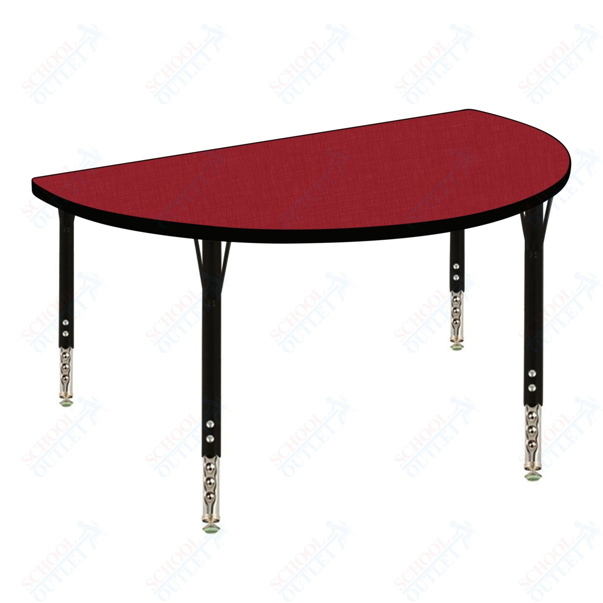 USA Capitol 48" Half Round Activity Table Adjustable Height 23" - 31" (48HRSE) - SchoolOutlet