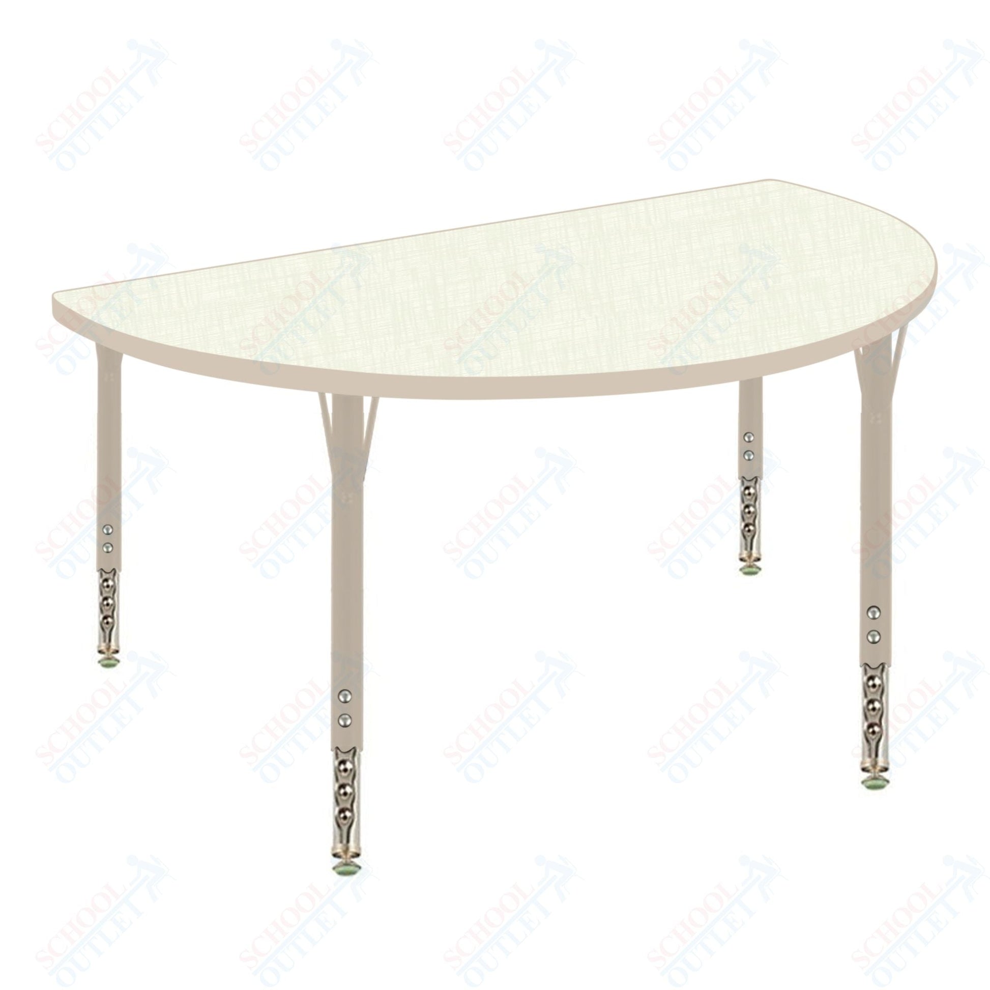 USA Capitol 48" Half Round Activity Table Adjustable Height 23" - 31" (48HRSE) - SchoolOutlet