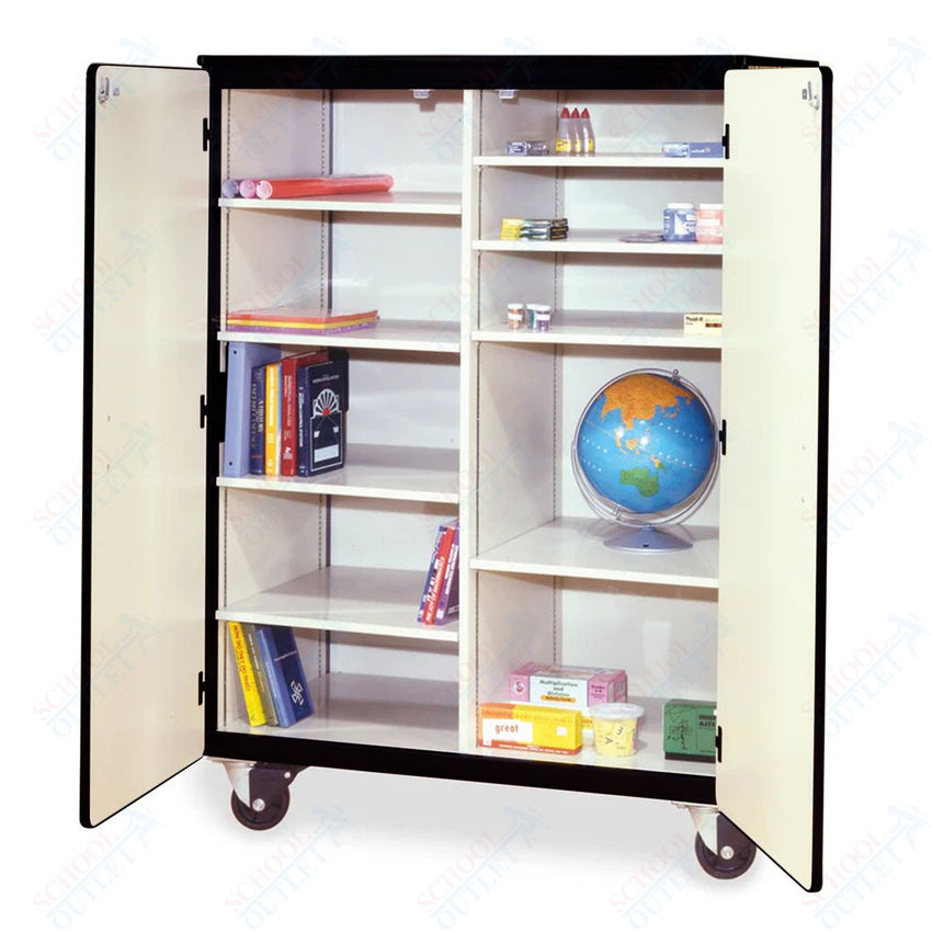 Virco 2502MMB - Mobile Storage Cabinet With Eight Shelves, Magnetic Marker Back - 48"W x 28"D x 66"H (Virco 2502MMB) - SchoolOutlet