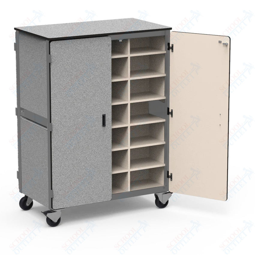 Virco 2509 - 24DF - Mobile Storage Cabinet With Twelve Cubicles Each Side, 2 Hinged Doors Each Side - 48"W x 28"D x 66"H (Virco 2509 - 24DF) - SchoolOutlet
