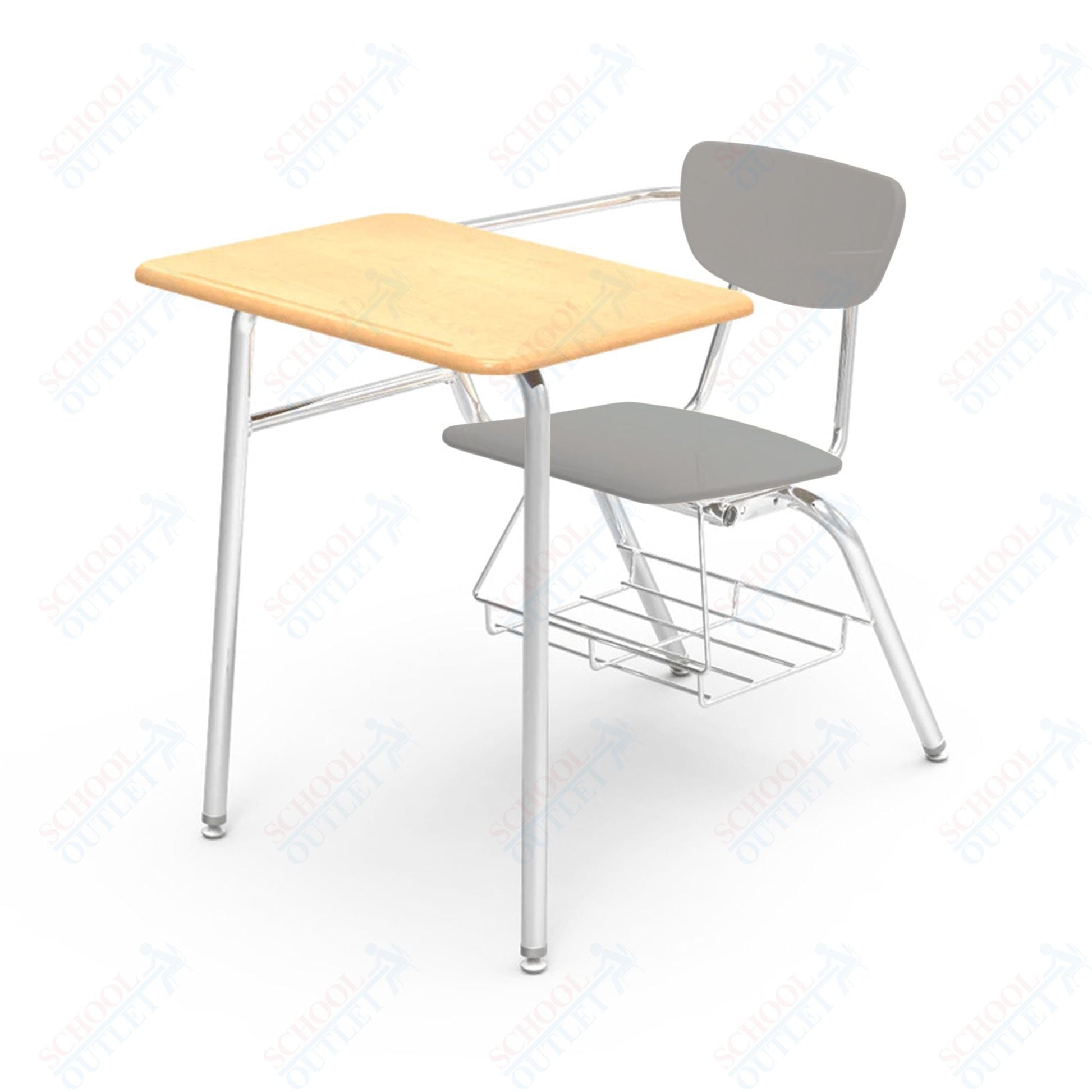 Virco 3400BRL Student Combo Desk with 18" Hard Plastic Seat, 18" x 24" Laminate Top, bookrack for School and Classrooms - SchoolOutlet