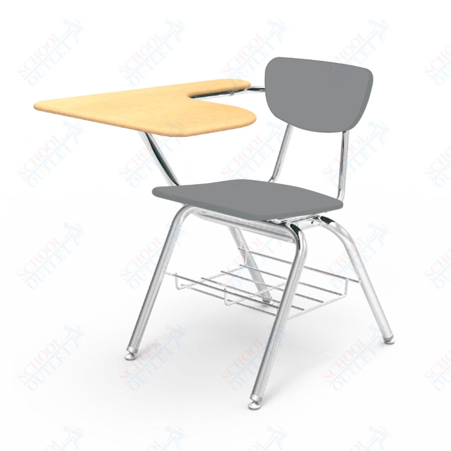 Virco 3700BRL Student Tablet Arm Chair Desk with 18" Hard Plastic Seat, Laminate Top and Bookrack for Schools and Classrooms - SchoolOutlet