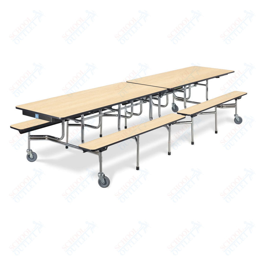 Virco MTB193110W - ADA Compliant Rectangle Mobile Bench Cafeteria Table - T - mold Edge - 19" Seat Height - 10.5'L - Seats 10 and 2 Wheelchair - SchoolOutlet