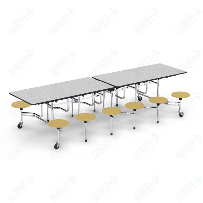 Virco MTS17291012AE - Mobile Stool Cafeteria Table - Sure Edge - 17" Seat Height - 10'L - 12 Stools (Virco MTS17291012AE) - SchoolOutlet