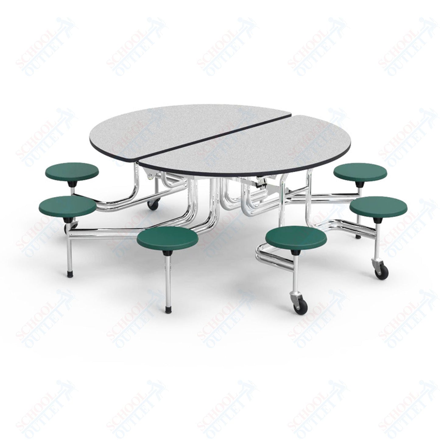 Virco MTSO152758 - Round Mobile Stool Cafeteria Table - T - mold Edge - 15" Seat Height - 8 Stools (Virco MTSO152758) - SchoolOutlet