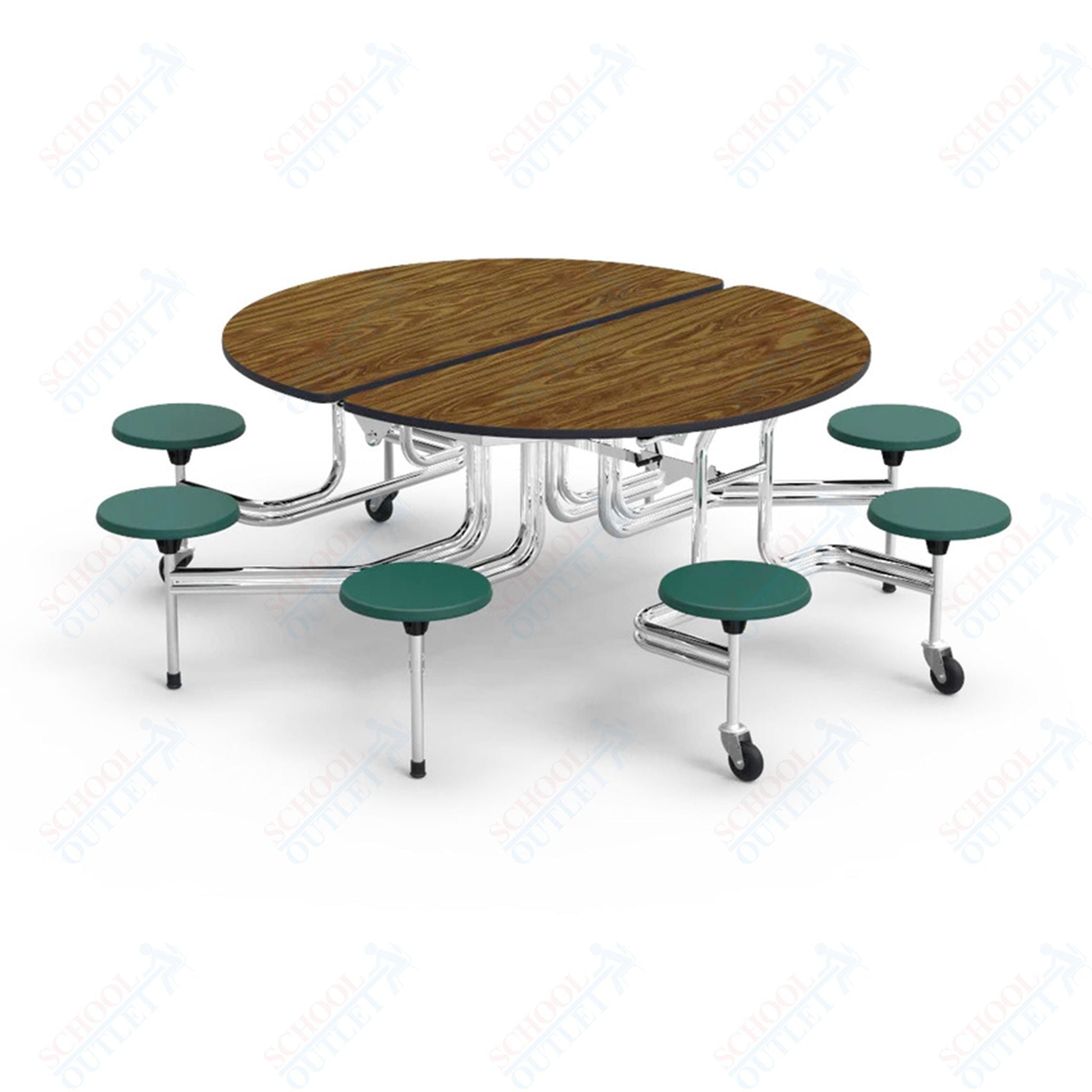 Virco MTSO152758 - Round Mobile Stool Cafeteria Table - T - mold Edge - 15" Seat Height - 8 Stools (Virco MTSO152758) - SchoolOutlet