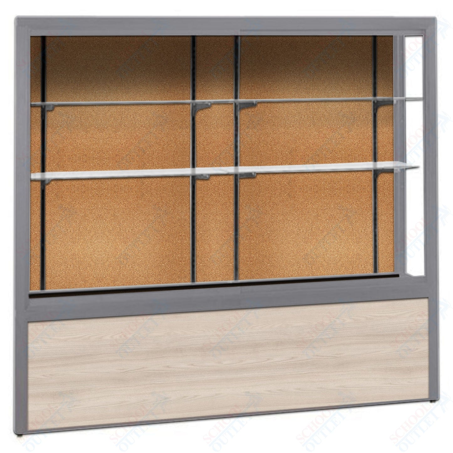 Waddell Challenger 1000 Floor Case w/ Cork Back & Wood - Grained Vinyl Base - 48"W x 66"H x 16"D(Waddell WAD - 10404CK) - SchoolOutlet