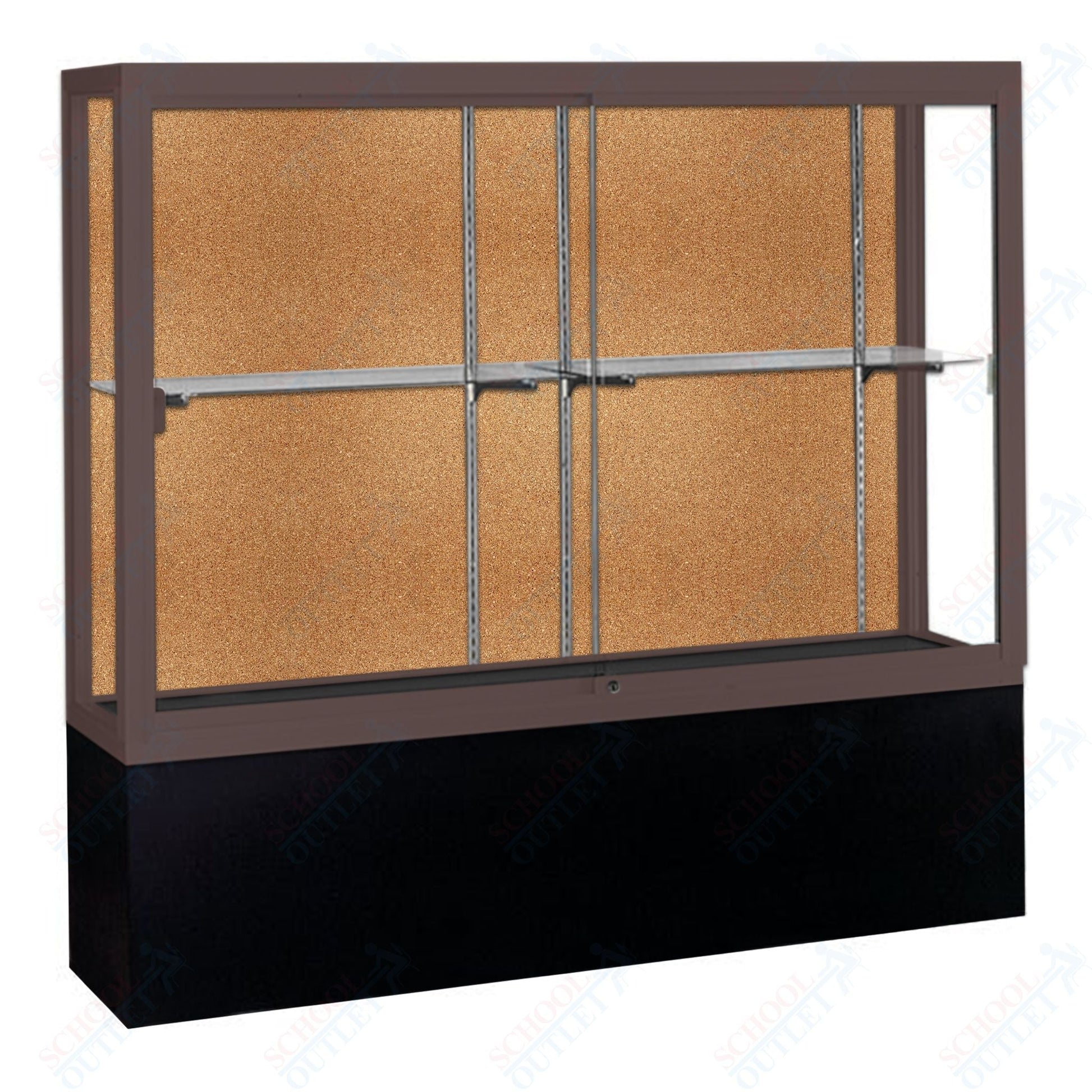 Waddell Challenger 1300 Floor Case w/ Cork Back & Black Laminate Base - 48"W x 66"H x 16"D(Waddell WAD - 13404 - CK) - SchoolOutlet