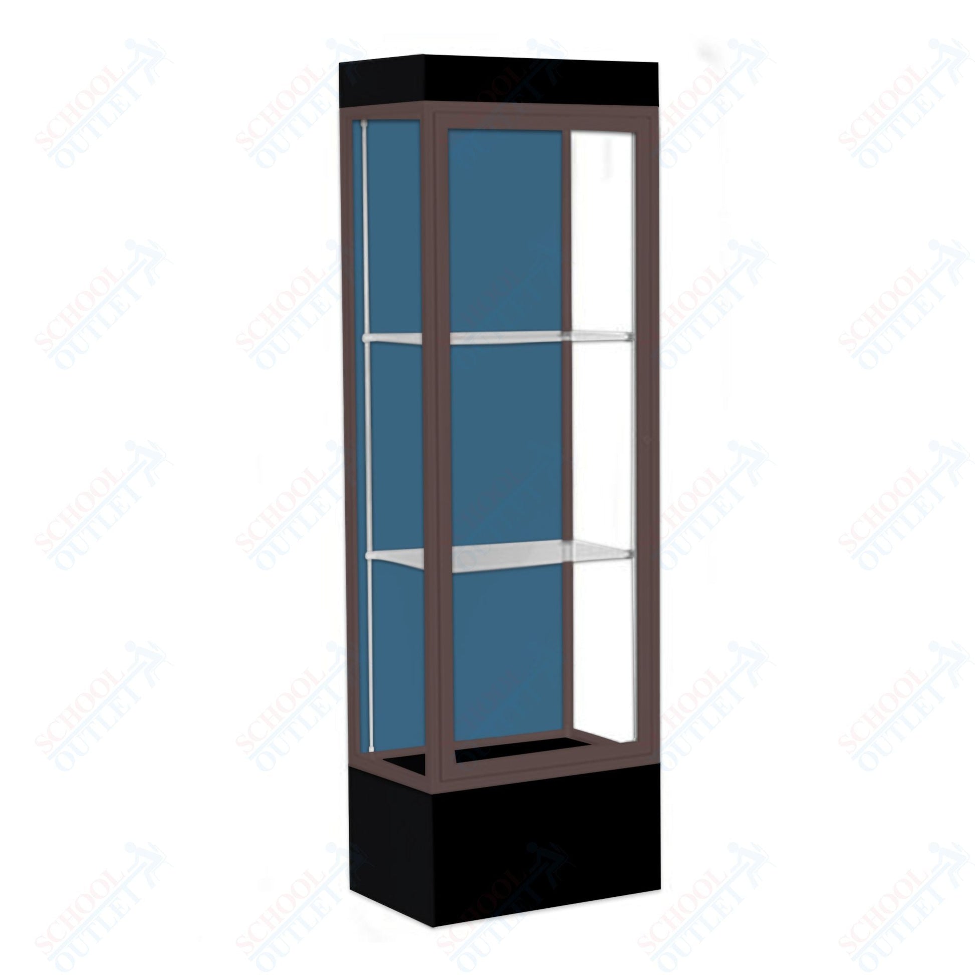 Waddell Edge 93 Lighted Floor Case w/ Blue Steel Back & Dark Bronze Frame - 24"W x 76"H x 20"D(Waddell WAD - 93LFBS - BZ) - SchoolOutlet