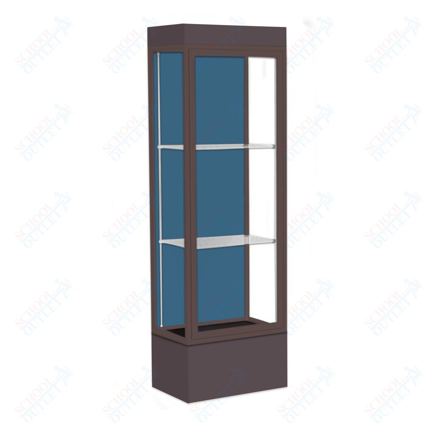 Waddell Edge 93 Lighted Floor Case w/ Blue Steel Back & Dark Bronze Frame - 24"W x 76"H x 20"D(Waddell WAD - 93LFBS - BZ) - SchoolOutlet