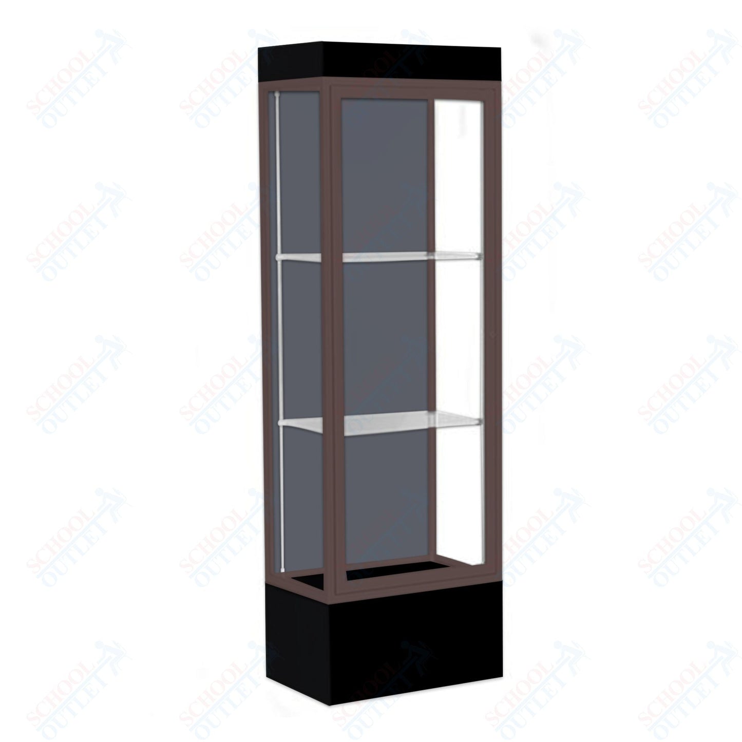 Waddell Edge 93 Lighted Floor Case w/ Slate Back & Dark Bronze Frame - 24"W x 76"H x 20"D(Waddell WAD - 93LFSL - BZ) - SchoolOutlet