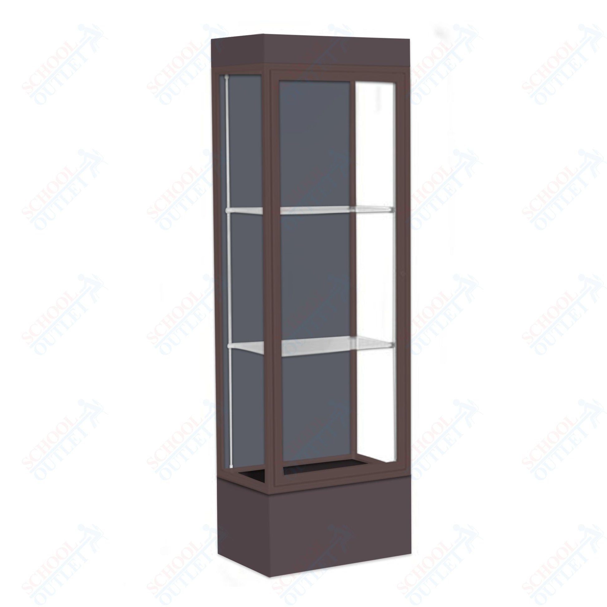 Waddell Edge 93 Lighted Floor Case w/ Slate Back & Dark Bronze Frame - 24"W x 76"H x 20"D(Waddell WAD - 93LFSL - BZ) - SchoolOutlet