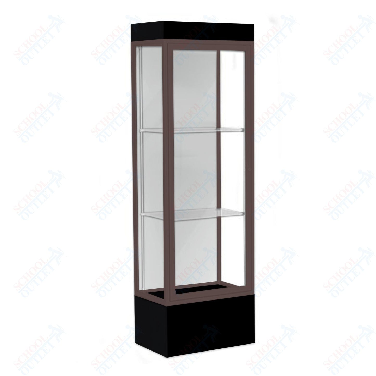 Waddell Edge 93 Lighted Floor Case w/ White Back & Dark Bronze Frame - 24"W x 76"H x 20"D(Waddell WAD - 93LFWH - BZ) - SchoolOutlet