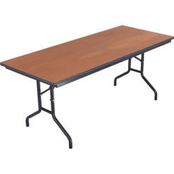 AmTab Folding Table - Plywood Stained and Sealed - Vinyl T-Molding Edge - 18"W x 96"L x 29"H  (AmTab AMT-188PM)