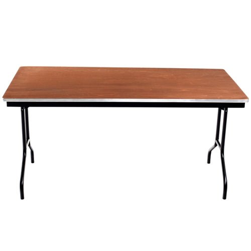 AmTab Folding Table - Plywood Stained and Sealed - Aluminum Edge - 36"W x 72"L x 29"H (AmTab AMT-366PA) - SchoolOutlet