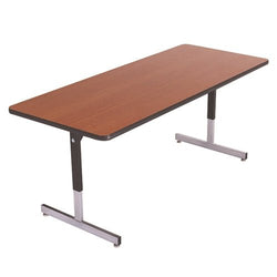 AmTab Computer and Technology Table - Pedestal Legs - 18"W x 60"L x Adjustable 22" to 29"H (AmTab AMT-A185PL)