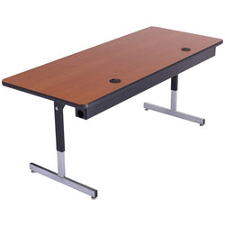 AmTab Computer and Technology Table - Pedestal Legs - Grommet Hole - Wire Management - 18"W x 60"L (AmTab AMT-A185PW)
