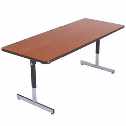 AmTab Computer and Technology Table - Pedestal Legs - 18"W x 72"L x Adjustable 22" to 29"H (AmTab AMT-A186PL)