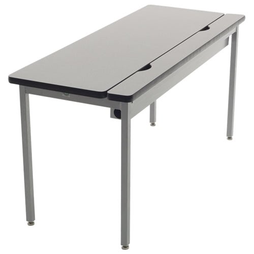 AmTab Computer and Technology Table - All Welded - Flip Top - Wire Management - 30"W x 36"L (AmTab AMT-CTF303) - SchoolOutlet
