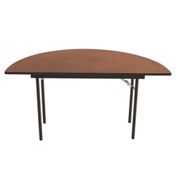 AmTab Folding Table - Plywood Stained and Sealed - Vinyl T-Molding Edge - Half Round - Half 30" Diameter x 29"H  (AmTab AMT-HR30PM)