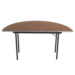 AmTab Folding Table - Plywood Stained and Sealed - Aluminum Edge - Half Round - Half 60" Diameter x 29"H  (AmTab AMT-HR60PA)
